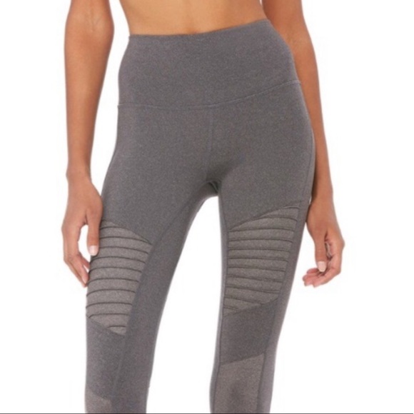 ALO high waisted moto leggings in heather grey - Picture 3 of 5